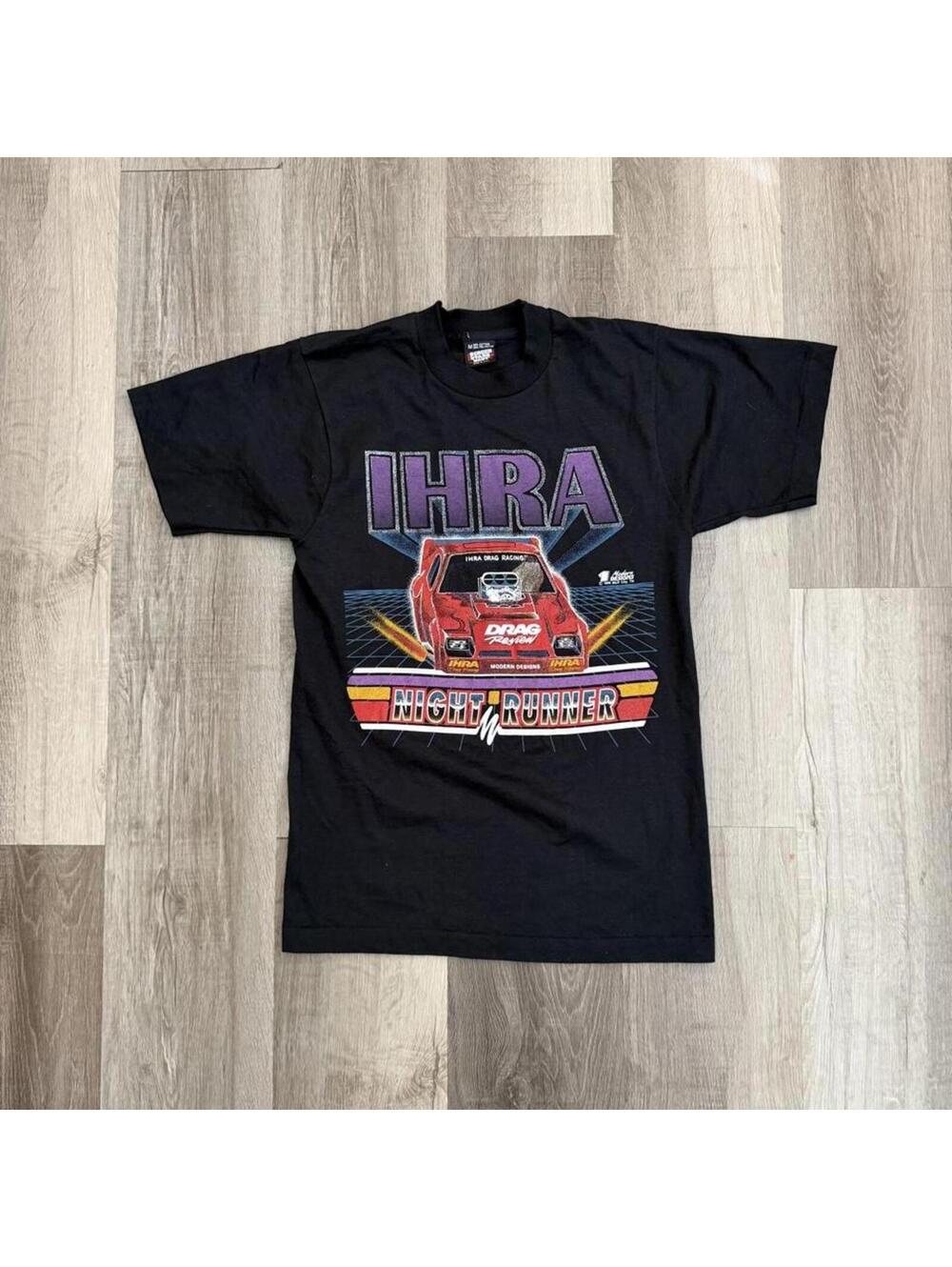 Vintage 90s IHRA Drag Racing black T-Shirt Size M #racing